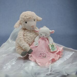 Macys Sweet Stuffed Lambie Plush Little Me Pink Snuggle Rattle Blanket Baby Gift